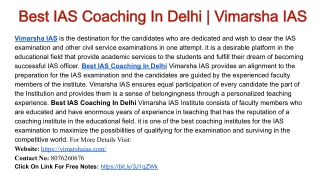 Best IAS Coaching In Delhi Vimarsha IAS