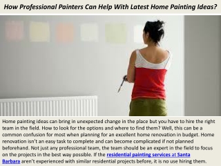 How Professional Painters Can Help With Latest Home Painting Ideas?