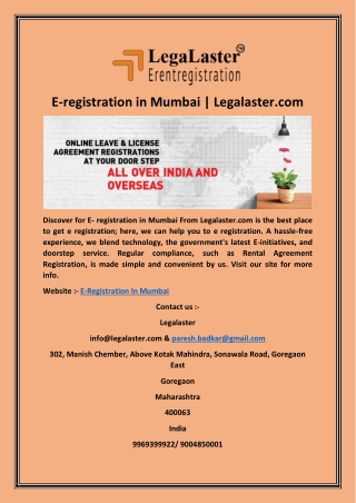 E-registration in Mumbai | Legalaster.com