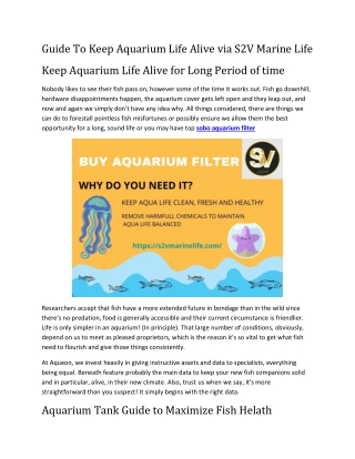 Guide To Keep Aquarium Life Alive via S2V Marine Life-converted