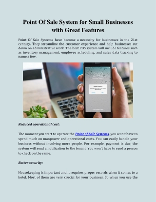 Point Of Sale System for Small Businesses with Great Features