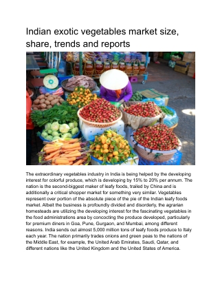 Indian exotic vegetables market size, share, trends and reports