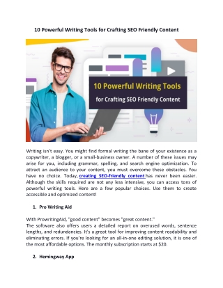 10 Powerful Writing Tools for Crafting SEO Friendly Content