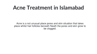 Acne Treatment in Islamabad