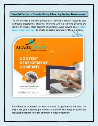 Content Development Services in UK | Content for E-Learning