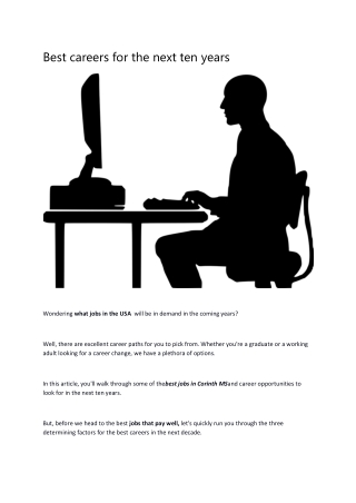 Best careers for the next ten years