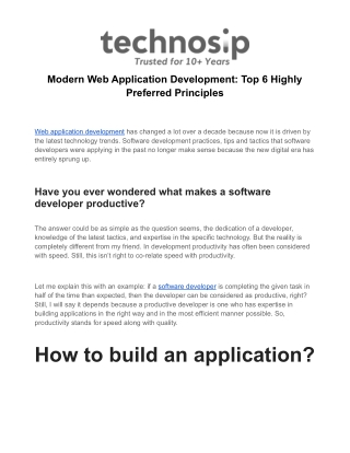 Modern Web Application Development_ Top 6 Highly Preferred Principles