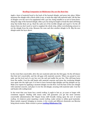 Roofing Companies in Oklahoma City are the Best One