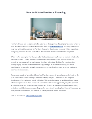 How to Obtain Furniture Financing