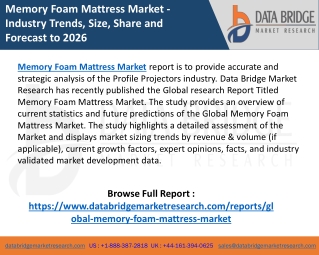 Memory Foam Mattress Market Size, share to Witness High Growth in Near Future 2026
