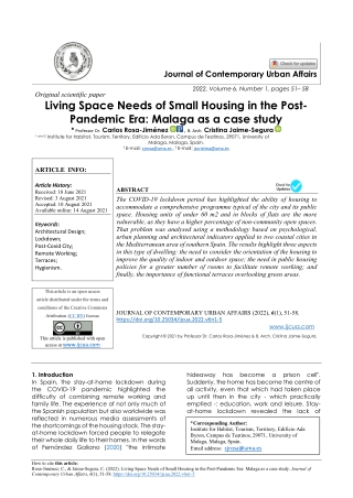 Living Space Needs of Small Housing in the PostPandemic Era: Malaga as a case