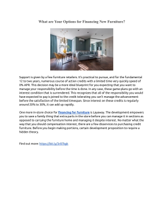 What are Your Options for Financing New Furniture?