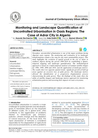 Monitoring and Landscape Quantification of  Uncontrolled Urbanisation in Oasis