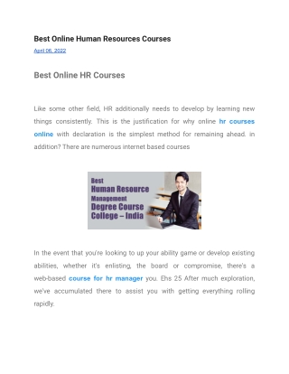 Best Online Human Resources Courses