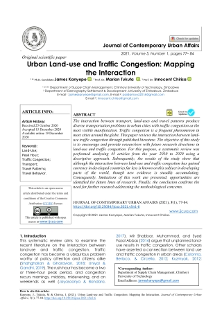 Urban Land-use and Traffic Congestion: Mapping  the Interaction