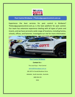 Pest Control Brisbane | Thelocalguyspestcontrol.com.au