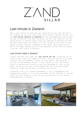 Z'ANDvillas - Last minute Zeeland