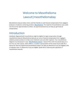 Welcome to Mesothelioma Lawsuitmesotheliomabay