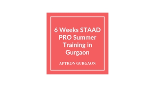 6 Weeks STAAD PRO Summer Training in Gurgaon- APTRON