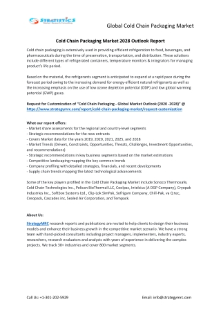 Cold Chain Packaging Market Forecasts to 2028