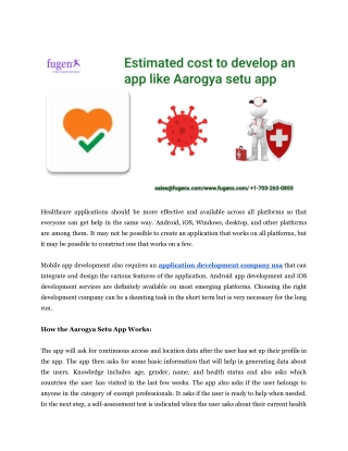 Estimated cost to develop an app like Aarogya setu app