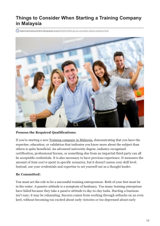 Things to Consider When Starting a Training Company in Malaysia