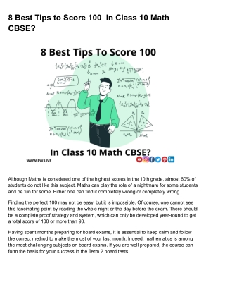 8 Best Tips to Score 100  in Class 10 Math CBSE_