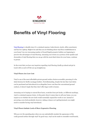 Benefits of Vinyl Flooring