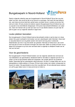 Bungalowpark in Noord-Holland