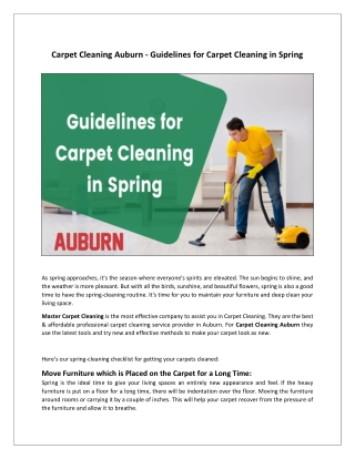 Carpet Cleaning Auburn - Guidelines for Carpet Cleaning in Spring