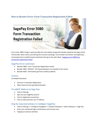How to Fix Sagepay error 5080 form transaction registration failed