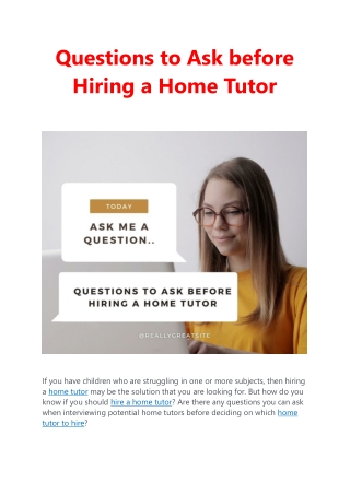 Questions to ask before hiring a home tutor