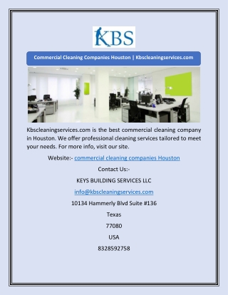 Commercial Cleaning Companies Houston | Kbscleaningservices.com