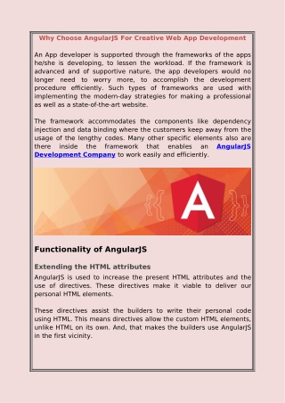 Why Choose AngularJS For Creative Web App Development