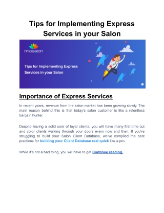 Tips for Implementing Express Services in your Salon