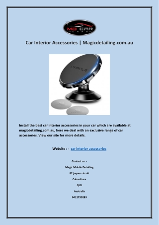 Car Interior Accessories | Magicdetailing.com.au