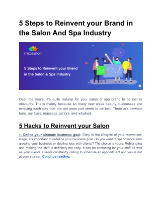 5 Steps to Reinvent your Brand in the Salon And Spa Industry