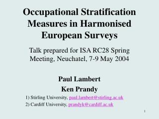 Occupational Stratification Measures in Harmonised European Surveys