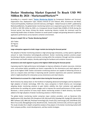 Docker Monitoring Market Expected To Reach USD 993 Million By 2024