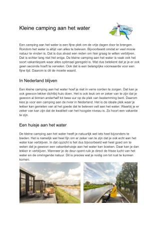Kleine camping aan het water