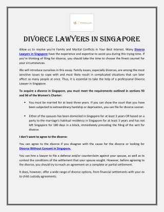 Divorce Lawyers in Singapore