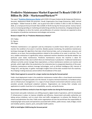 Predictive Maintenance Market Expected To Reach USD 15.9 Billion By 2026