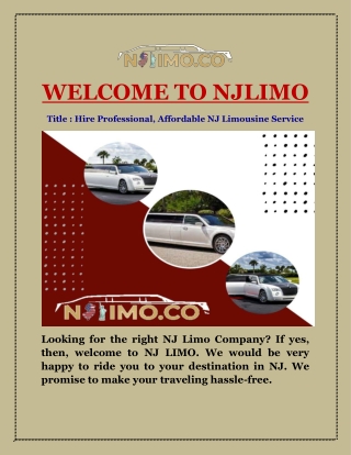 Hire Professional, Affordable NJ Limousine Service