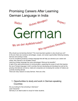 Promising Careers After Learning German Language in India