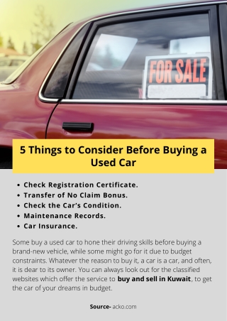 5 Things to Consider Before Buying a Used Car