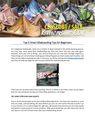 Top 5 Smart Kiteboarding Tips for Beginners