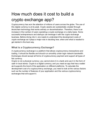 How much does it cost to build a crypto exchange app