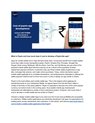 Cost to develop on-demand mobile wallet app like paytm