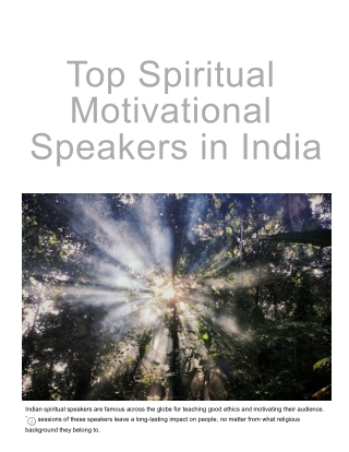 Top Spiritual Motivational Speakers in India