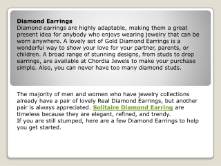 Shop a Broad Range of Stunning Designs of Solitaire Diamond Earring